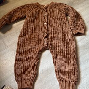 Quincy Mae Chocolate Knit all in one size 18-24 months